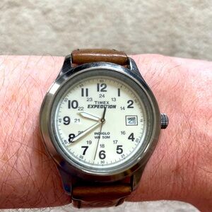 Timex Indiglo Expedition Mens Watch Brown Water Resistant